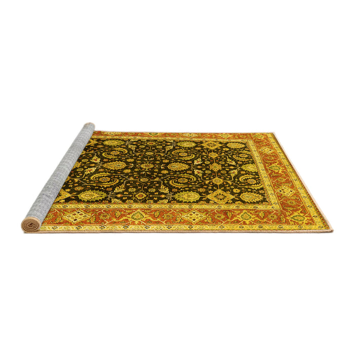 Sideview of Machine Washable Oriental Yellow Industrial Rug, wshurb2623yw