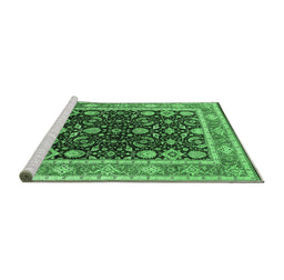 Sideview of Machine Washable Oriental Emerald Green Industrial Area Rugs, wshurb2623emgrn