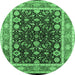 Round Oriental Emerald Green Industrial Rug, urb2623emgrn