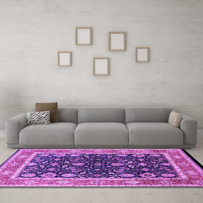 Machine Washable Oriental Purple Industrial Area Rugs in a Living Room, wshurb2623pur