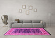 Machine Washable Oriental Pink Industrial Rug in a Living Room, wshurb2623pnk