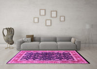 Machine Washable Oriental Pink Industrial Rug, wshurb2623pnk