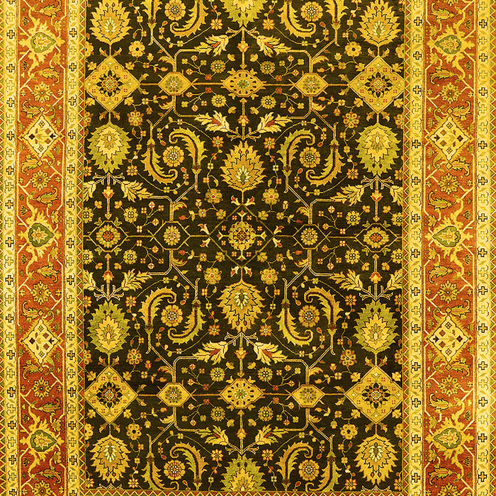 Machine Washable Oriental Yellow Industrial Rug, wshurb2623yw