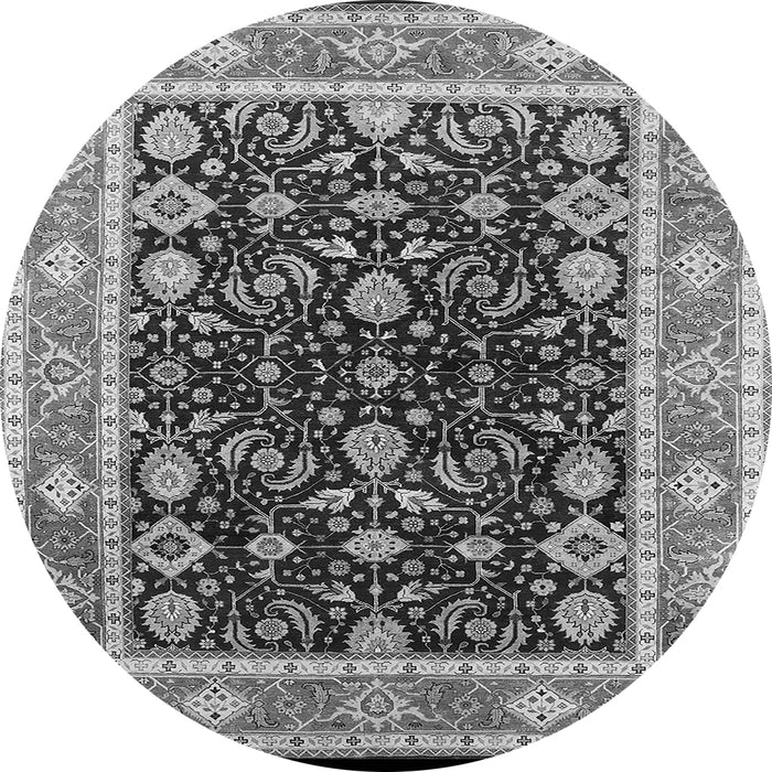 Round Machine Washable Oriental Gray Industrial Rug, wshurb2623gry