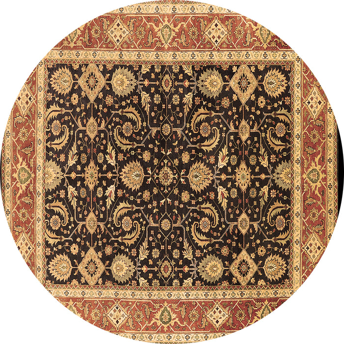Round Oriental Brown Industrial Rug, urb2623brn