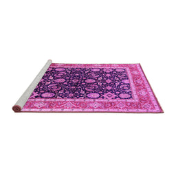 Sideview of Machine Washable Oriental Pink Industrial Rug, wshurb2623pnk