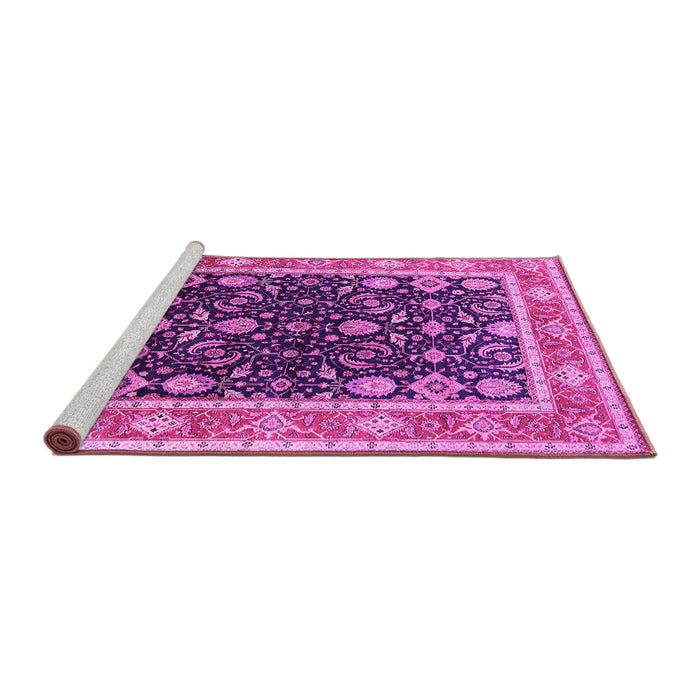 Sideview of Machine Washable Oriental Pink Industrial Rug, wshurb2623pnk