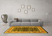 Machine Washable Oriental Yellow Industrial Rug in a Living Room, wshurb2623yw