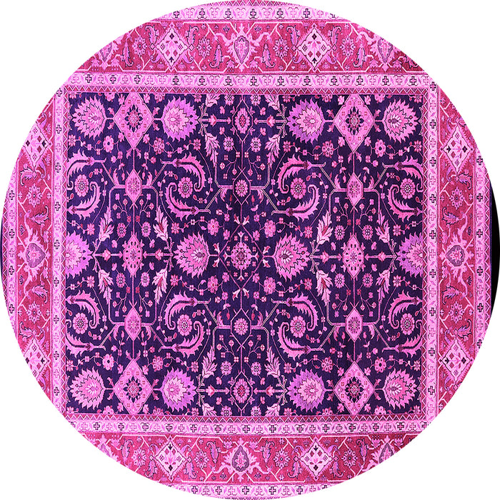 Round Machine Washable Oriental Pink Industrial Rug, wshurb2623pnk