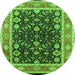 Round Oriental Green Industrial Rug, urb2623grn