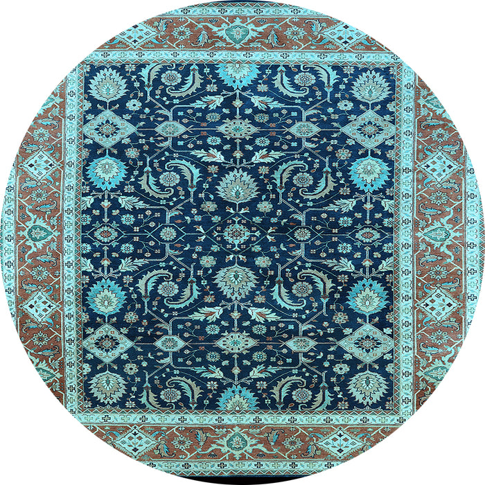 Round Oriental Light Blue Industrial Rug, urb2623lblu