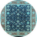 Round Oriental Light Blue Industrial Rug, urb2623lblu