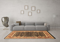 Machine Washable Oriental Brown Industrial Rug in a Living Room,, wshurb2623brn