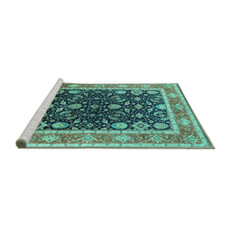 Sideview of Machine Washable Oriental Turquoise Industrial Area Rugs, wshurb2623turq