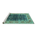 Sideview of Machine Washable Oriental Turquoise Industrial Area Rugs, wshurb2623turq