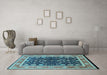 Machine Washable Oriental Light Blue Industrial Rug in a Living Room, wshurb2623lblu