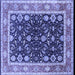Square Machine Washable Oriental Blue Industrial Rug, wshurb2623blu