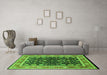 Machine Washable Oriental Green Industrial Area Rugs in a Living Room,, wshurb2623grn