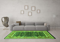 Machine Washable Oriental Green Industrial Rug, wshurb2623grn