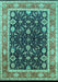 Machine Washable Oriental Turquoise Industrial Area Rugs, wshurb2623turq