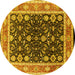 Round Machine Washable Oriental Yellow Industrial Rug, wshurb2623yw