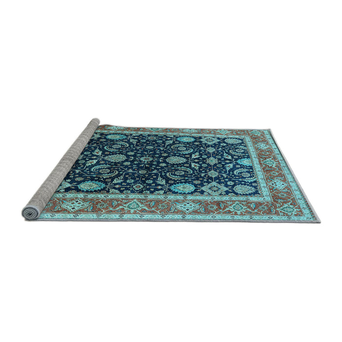 Sideview of Machine Washable Oriental Light Blue Industrial Rug, wshurb2623lblu