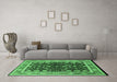 Machine Washable Oriental Emerald Green Industrial Area Rugs in a Living Room,, wshurb2623emgrn