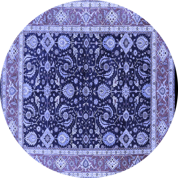 Round Machine Washable Oriental Blue Industrial Rug, wshurb2623blu