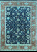 Machine Washable Oriental Light Blue Industrial Rug, wshurb2623lblu