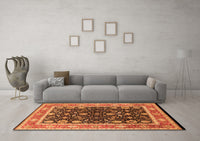 Machine Washable Oriental Orange Industrial Rug, wshurb2623org