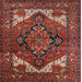 Square Mid-Century Modern Dark Almond Brown Persian Rug, urb2624