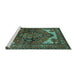 Sideview of Machine Washable Persian Turquoise Traditional Area Rugs, wshurb2624turq