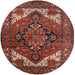 Round Mid-Century Modern Dark Almond Brown Persian Rug, urb2624