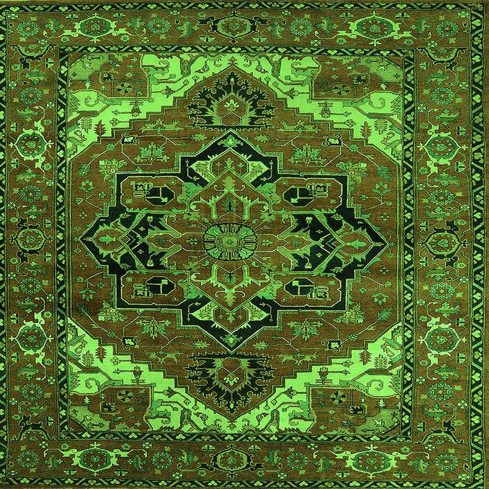 Square Machine Washable Persian Green Traditional Area Rugs, wshurb2624grn
