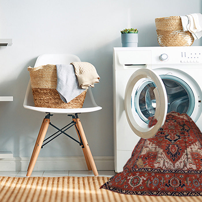 Machine Washable Industrial Modern Dark Almond Brown Rug in a Washing Machine, wshurb2624