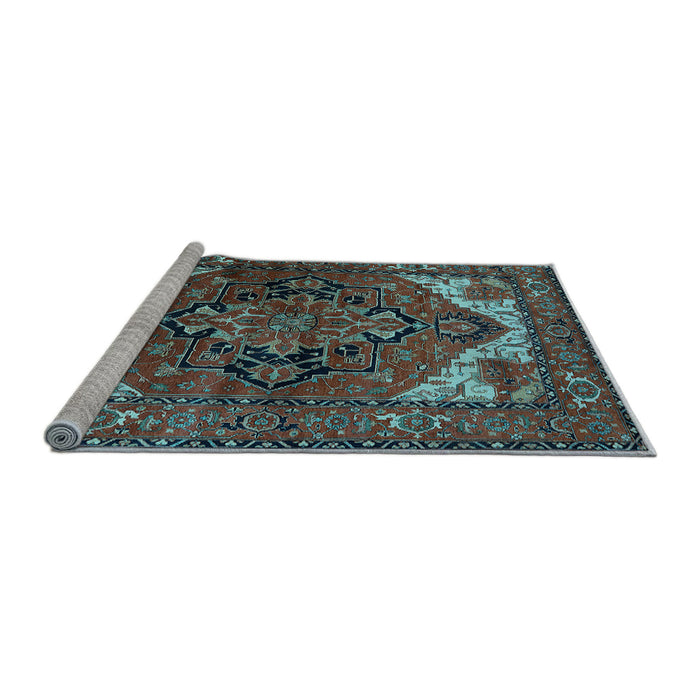 Sideview of Machine Washable Persian Light Blue Traditional Rug, wshurb2624lblu