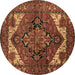 Round Machine Washable Persian Brown Traditional Rug, wshurb2624brn