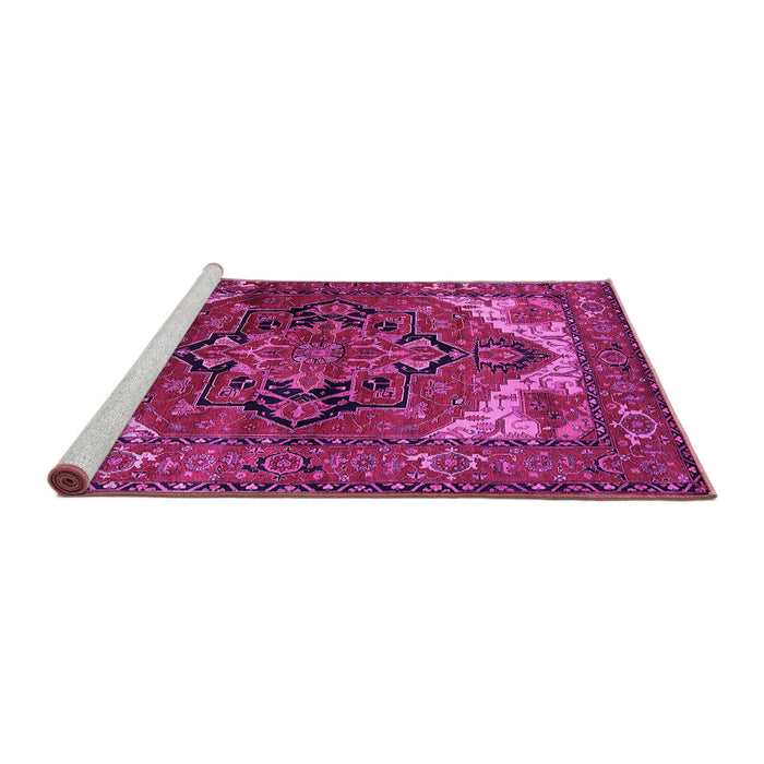 Sideview of Machine Washable Persian Pink Traditional Rug, wshurb2624pnk