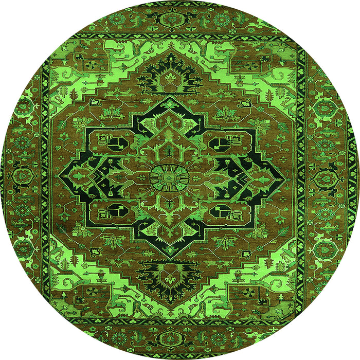 Round Machine Washable Persian Green Traditional Area Rugs, wshurb2624grn