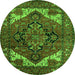 Round Machine Washable Persian Green Traditional Area Rugs, wshurb2624grn