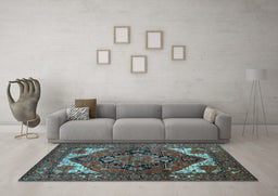Machine Washable Persian Light Blue Traditional Rug in a Living Room, wshurb2624lblu