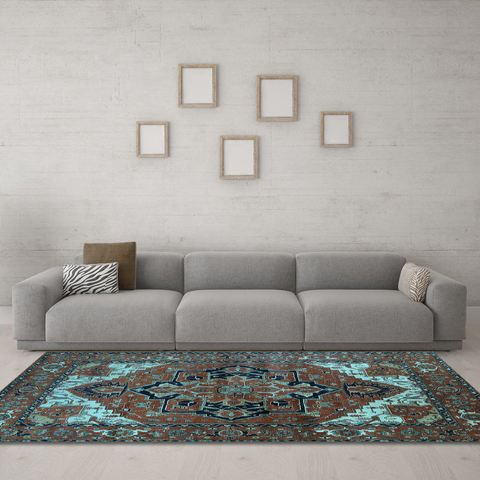 Machine Washable Persian Light Blue Traditional Rug in a Living Room, wshurb2624lblu