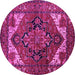 Round Machine Washable Persian Pink Traditional Rug, wshurb2624pnk