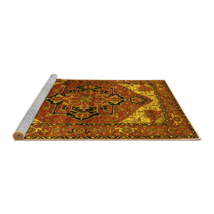 Sideview of Machine Washable Persian Yellow Traditional Rug, wshurb2624yw
