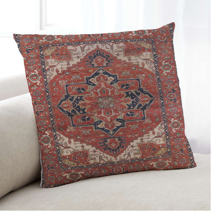 Lifestyle Image of Mid-Century Modern Urban Square Dark Almond Brown Throw Pillow, 18 inch by 18 inch, pwurb2624