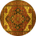 Round Machine Washable Persian Yellow Traditional Rug, wshurb2624yw