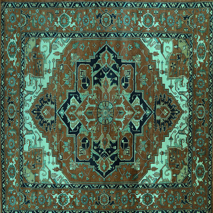 Square Persian Turquoise Traditional Rug, urb2624turq
