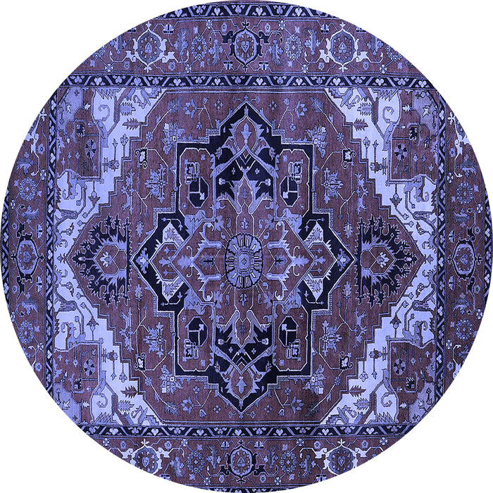Round Persian Blue Traditional Rug, urb2624blu