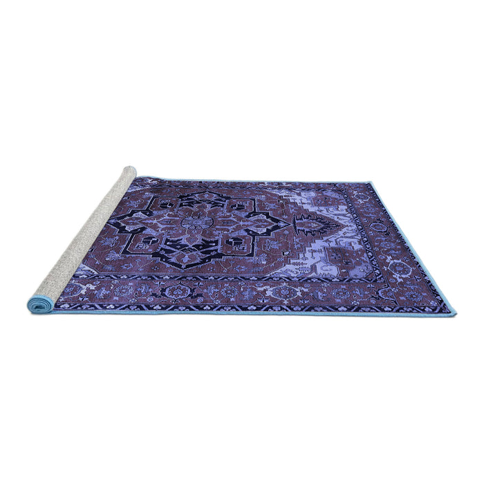 Sideview of Machine Washable Persian Blue Traditional Rug, wshurb2624blu