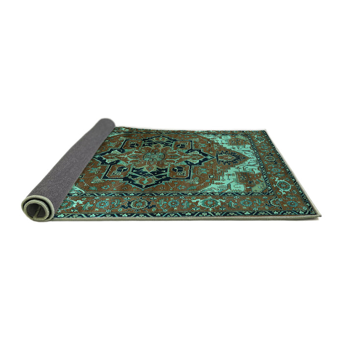 Sideview of Persian Turquoise Traditional Rug, urb2624turq